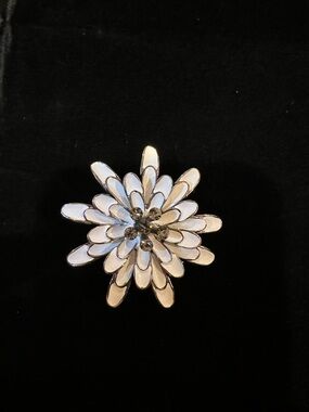 White Enamel Flower Statement Brooch - Women's Jewelry